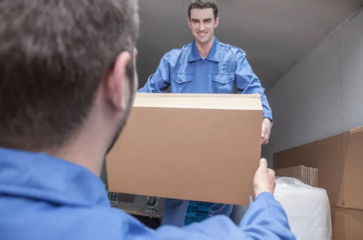 Moving helper unloading boxes